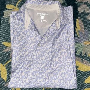 Hickey Freeman Golf Polo Men's Medium Purple Four Leaf Clover Wicking